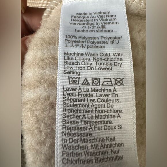 J.Crew Women’s Cowl Neck Plaid Fleece Lined Pullover Sweater L Beige Tan Check - Picture 6 of 7